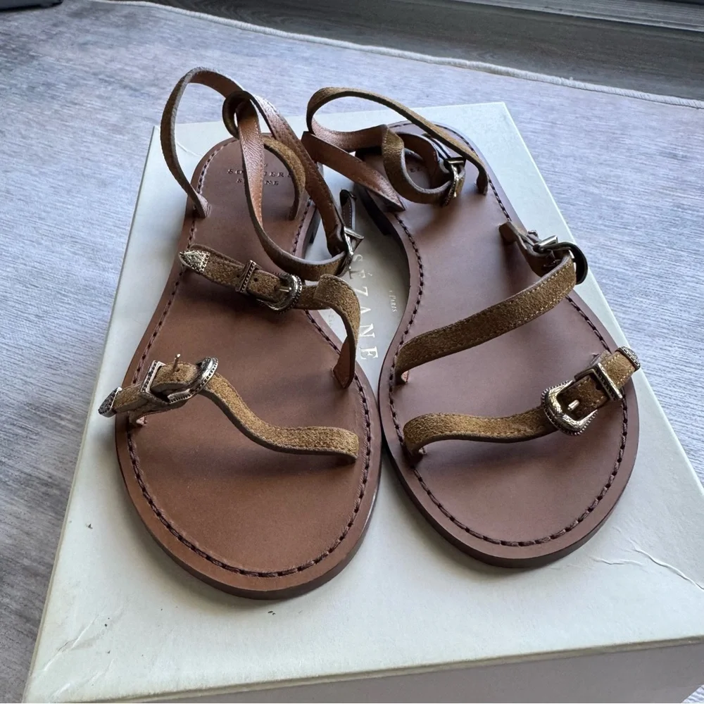 Sezane Low Roxanne Sandals in Taupe - Picture 3 of 6